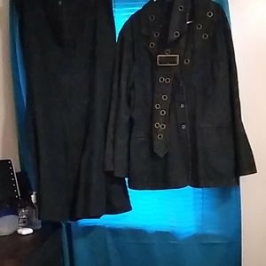 Jean skirt and jacket suit